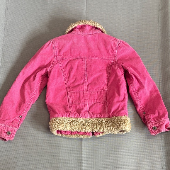Roxy girls sz xl Pink corduroy Jacket with Tan faux fur details - Picture 5 of 7